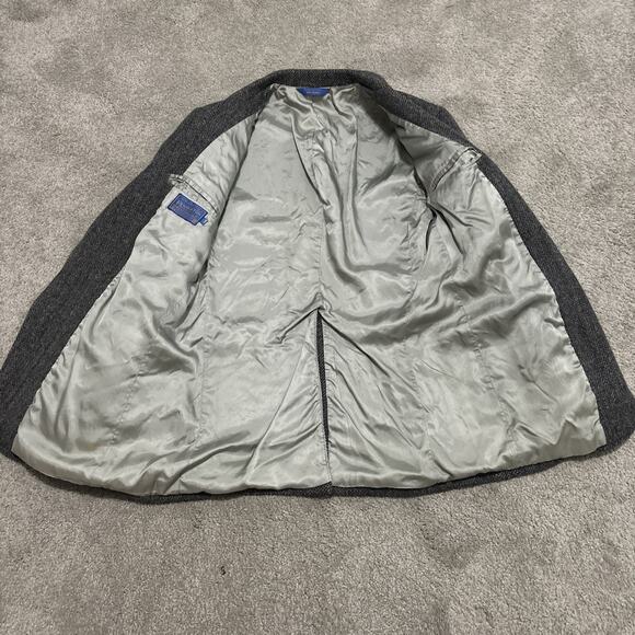 Vtg Pendleton Blazer Mens 40 Long Gray Tweed 100% Virgin Wool Elbow Patches - Picture 2 of 10